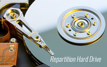 Repartition disk drive