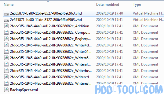 Files created by Windows 7 system backup