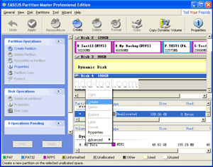 The Create partition interface of EASEUS Partition Master
