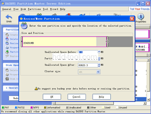 EASEUS Partition Master - Dialog Box