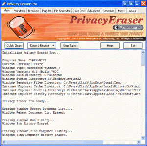 Privacy Eraser Main Window