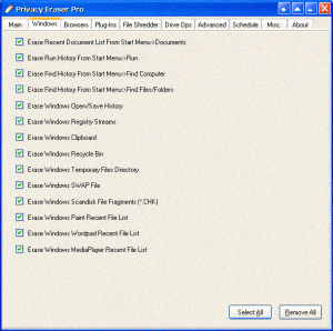 privacy eraser windows options