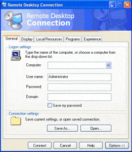 windows xp remote desktop connection