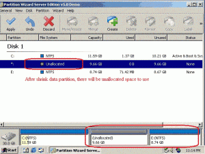 Unallocated space Unallocated space