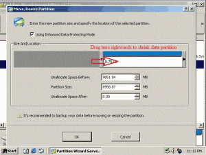 Shrink data partition Shrink data partition