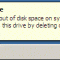 2008 low disk space