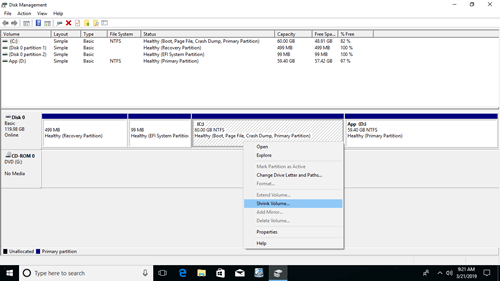 Cant shrink partition