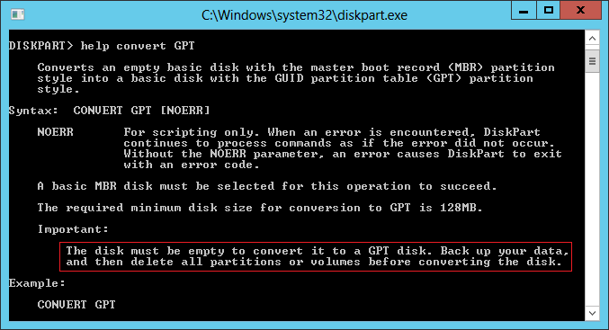 Diskpart конвертировать