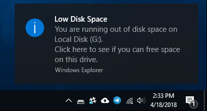 Low disk spac win8