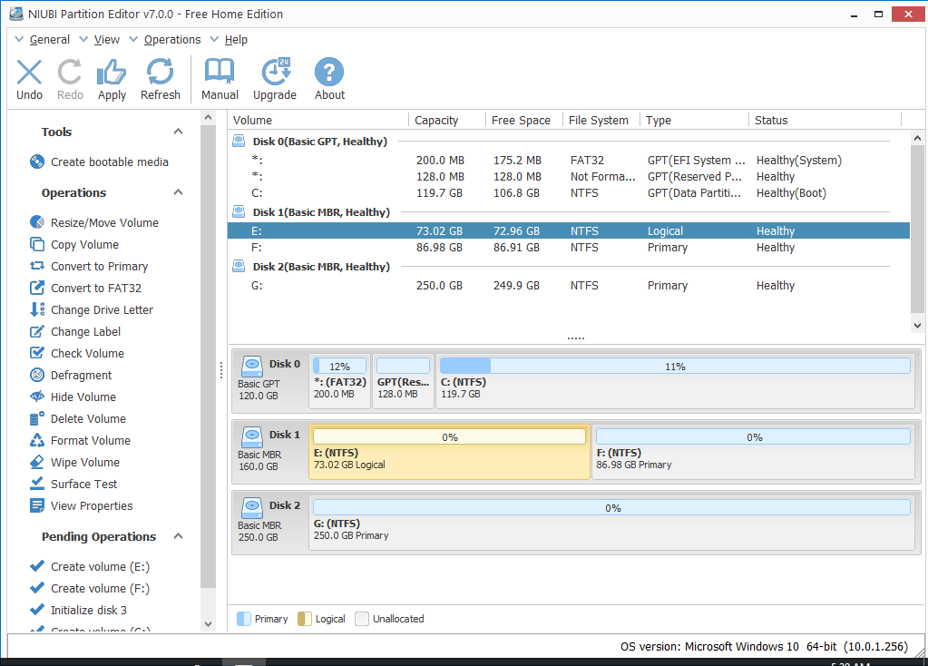 Free partition manager software for Windows.