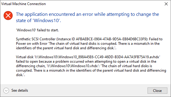 Error de Hyper-V