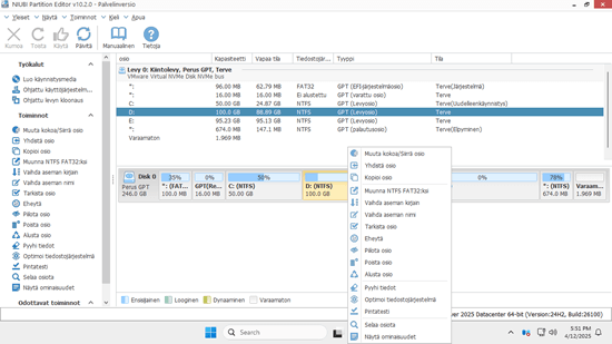 Gestionnaire de partition serveur