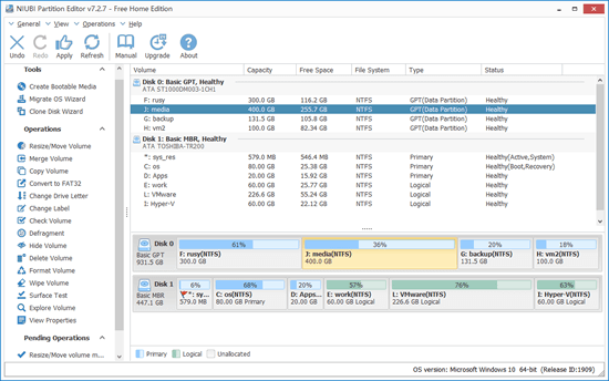 Free partition manager