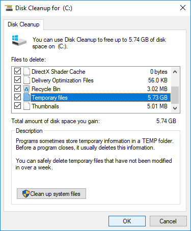 windows disk cleanup