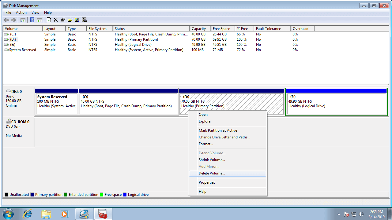 hur man hjälper dig sammanfoga partitioner i Windows en del diskhantering
