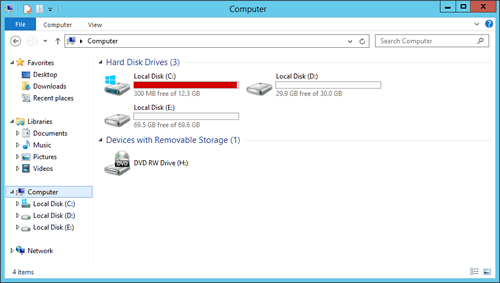 Low disk space