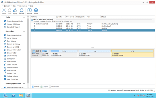 磁碟機 E 已延伸