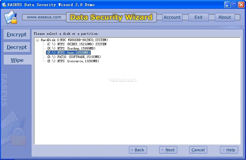 Wipe disk or partition Wipe disk or partition