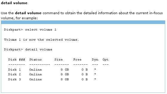 Command line detail volume