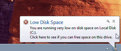 Low disk space Win7