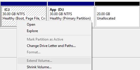 Cant extend system volume