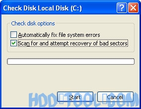 Image of Check Disk dialog box