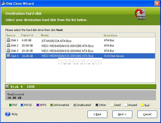 Choose upgrade destination disk