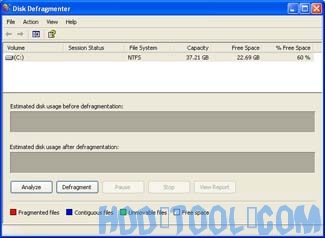 Image of the Disk Defragmenter dialog box