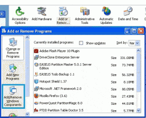 Add Windows XP components