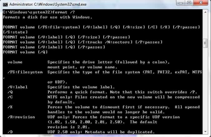 open disk formatting windows cmd