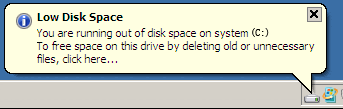 Low Disk Space alert