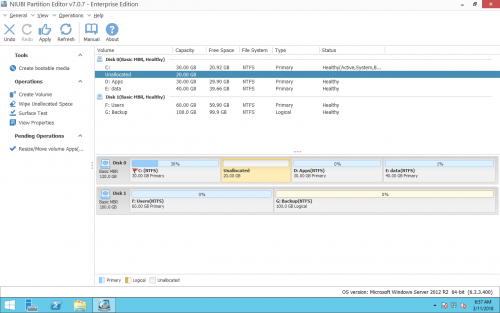 Unallocated space