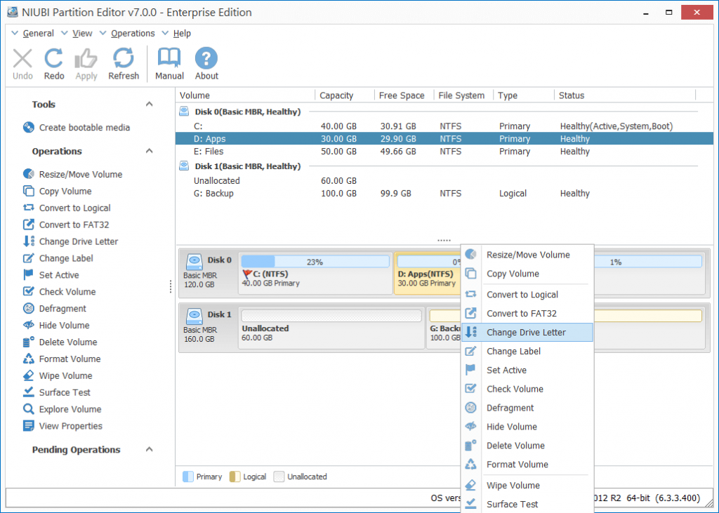 How to change drive letter with NIUBI Partition Editor?