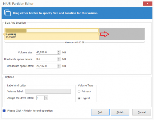 Resize partition