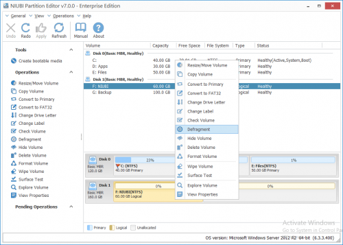 Defrag partition