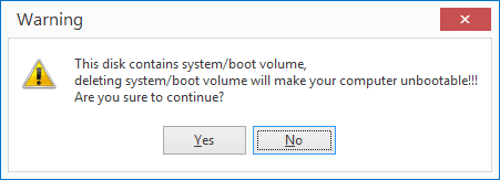 Delete system partition