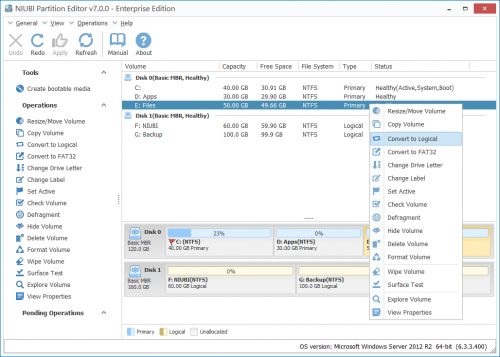 Convert primary partition