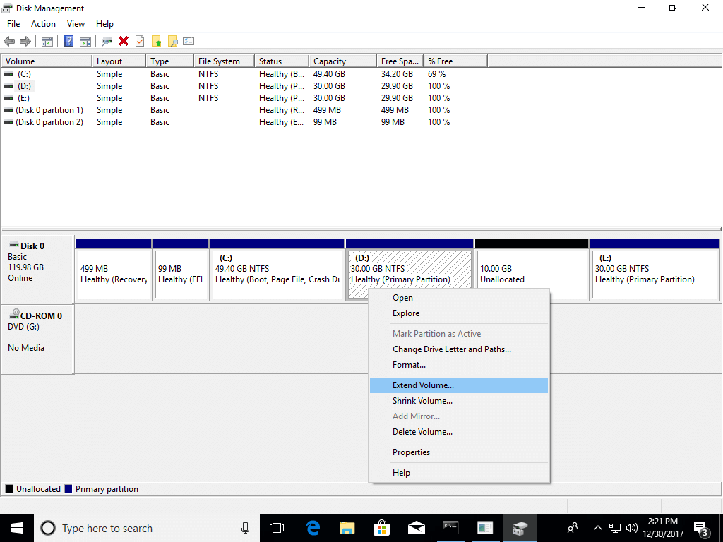 extend volume using cmd