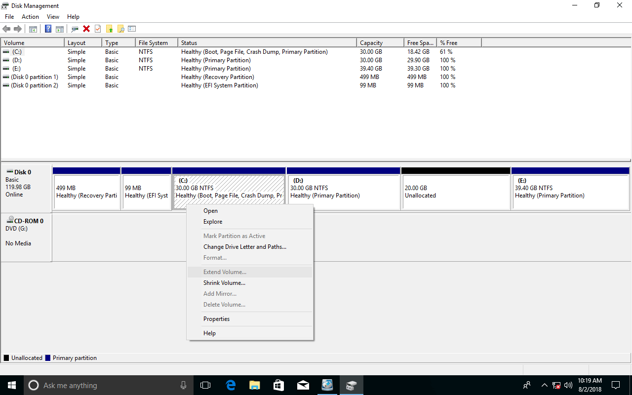 Extend OS partition drive on Windows 10 without reinstalling.