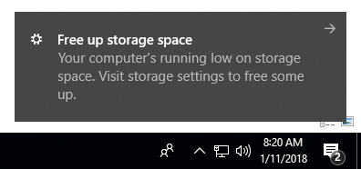 Low disk space Win10