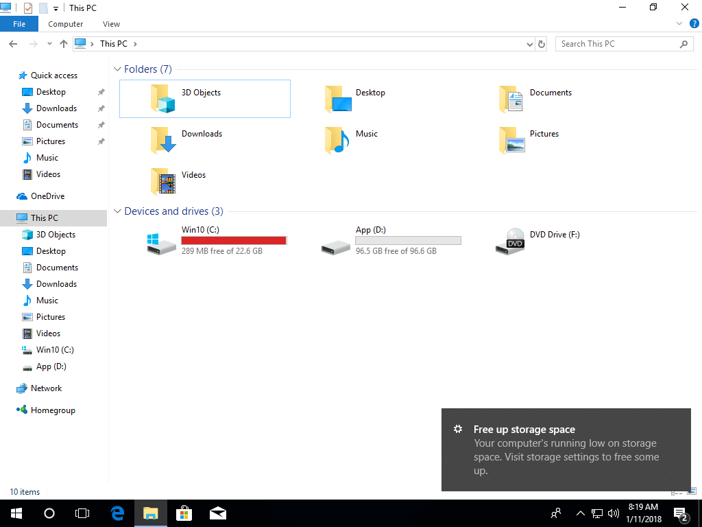 windows 10 c drive filling up