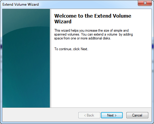 Extend Volume Wizard