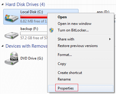 Start disk cleanup