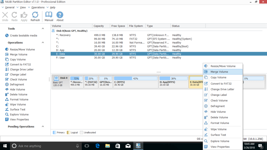 Como fusionar particións con NIUBI Partition Editor?