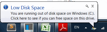 Malo prostora na disku Win7