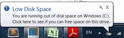 Low disk space Win7