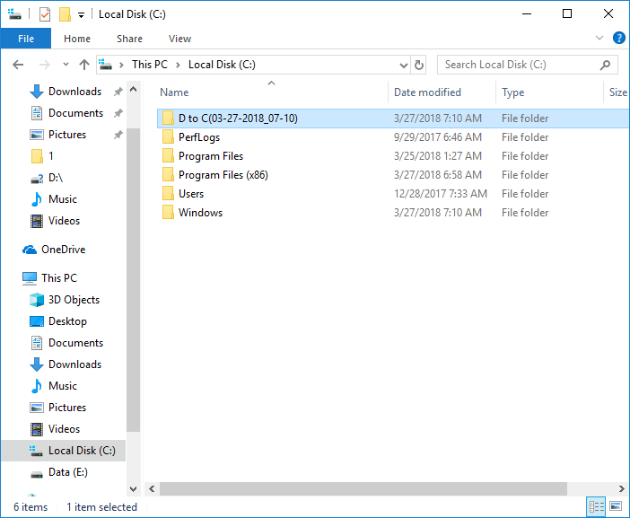 Folder in C drive