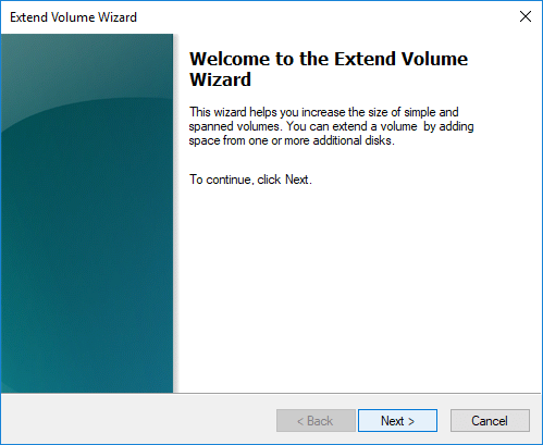 Extend Volume Wizard