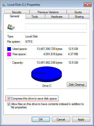 Win7 compression