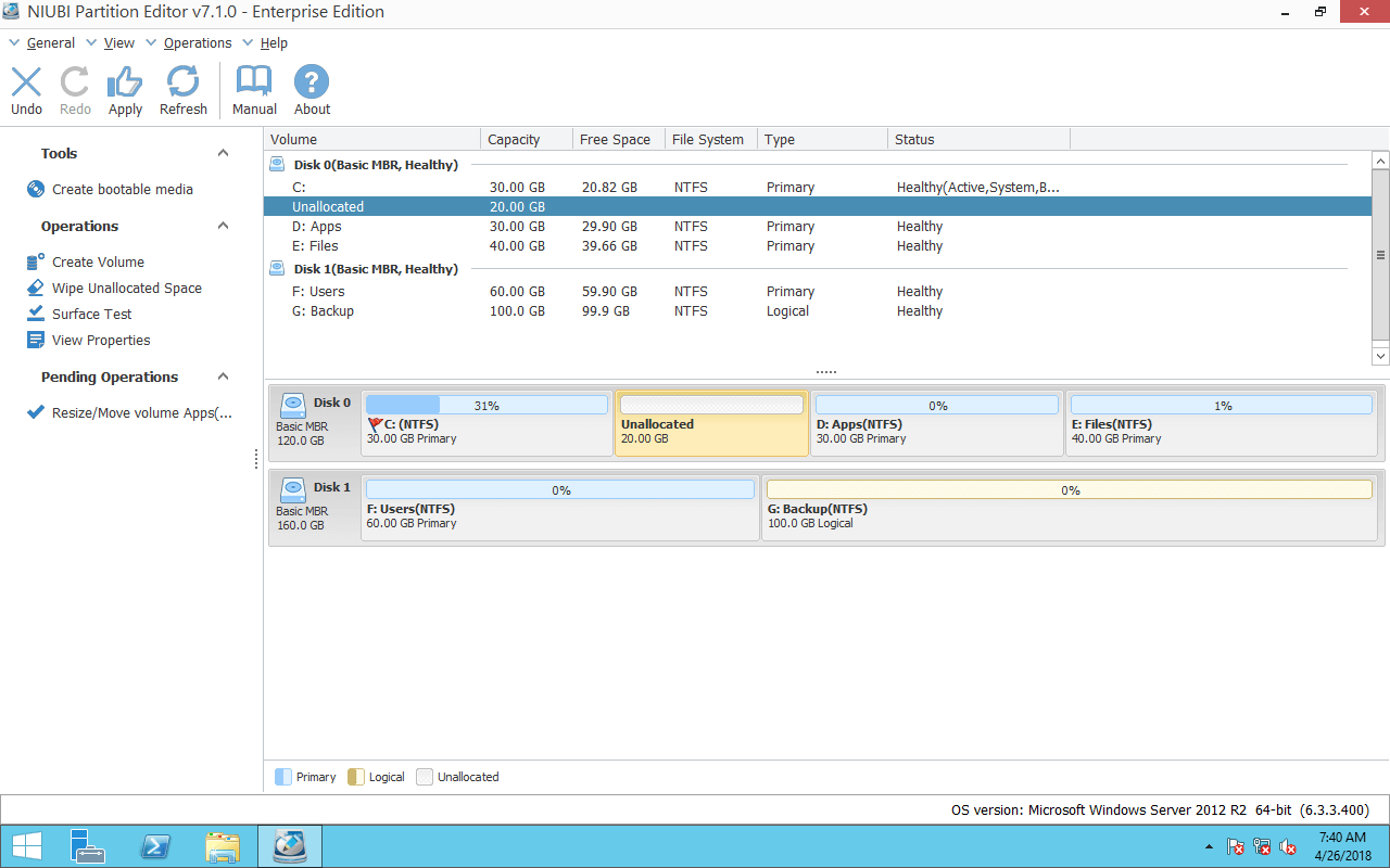 server 2012 run disk health